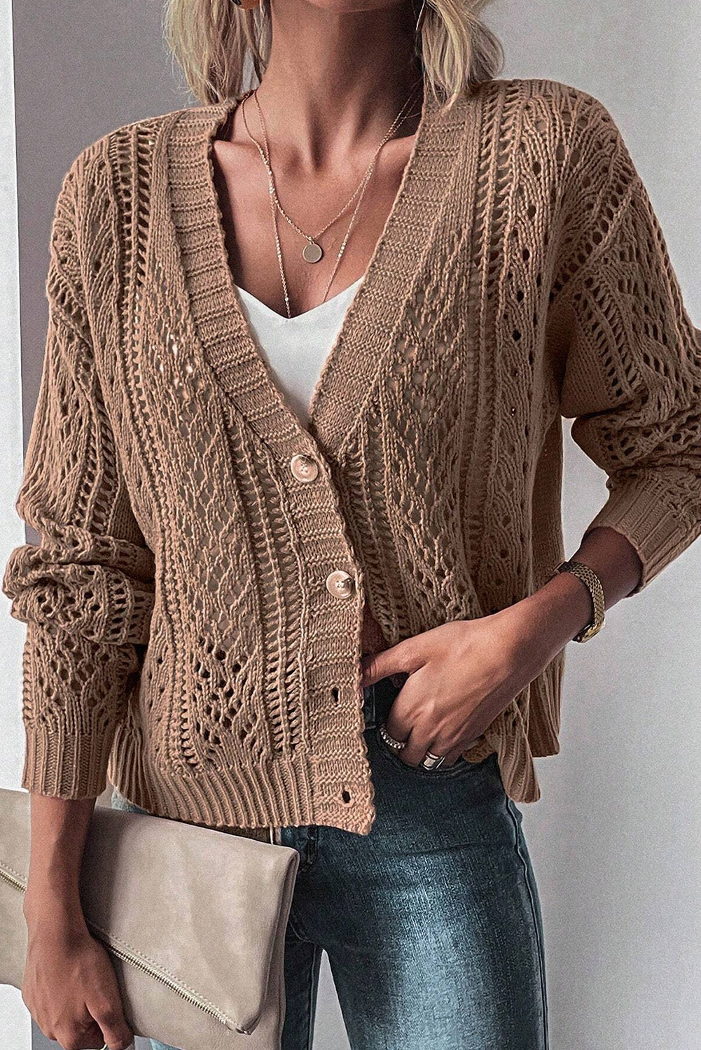 Comfortable Cardigan Knit Sweater