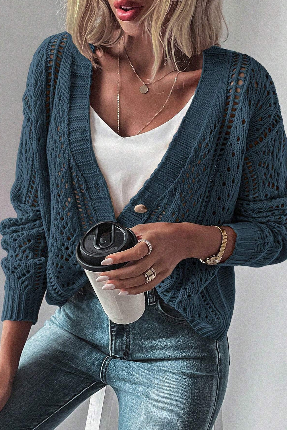 Comfortable Cardigan Knit Sweater