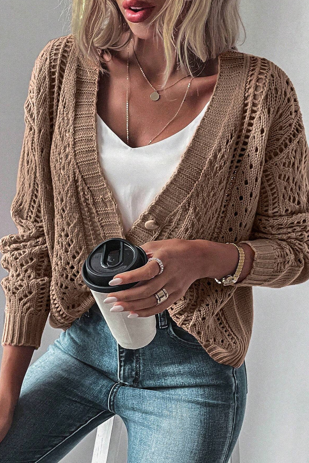 Comfortable Cardigan Knit Sweater