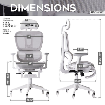 Techni Sport AIRFLEX2.0 White Mesh Gaming Chair