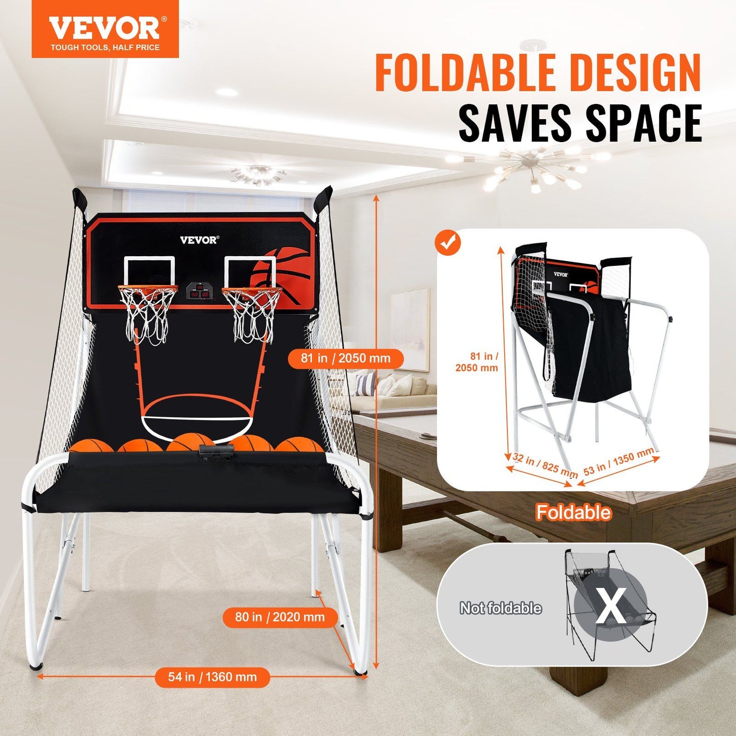 VEVOR Foldable Indoor Basketball Arcade Game