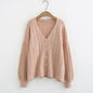 Women Cardigan Sweater - Knitted Solid Twist Knitwear