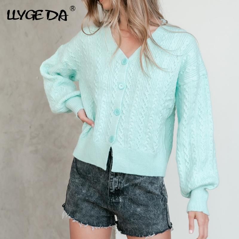 Women Cardigan Sweater - Knitted Solid Twist Knitwear