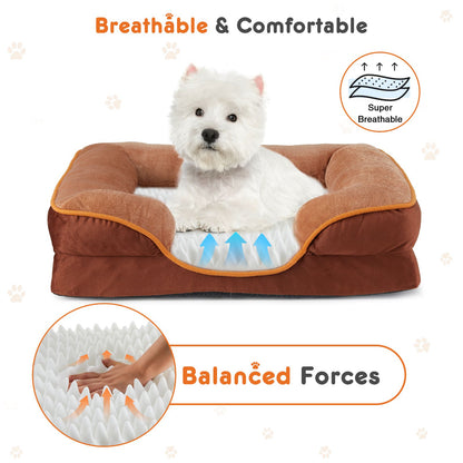 Memory Foam Pet Bed for Small Dogs & Cats with Washable Cover