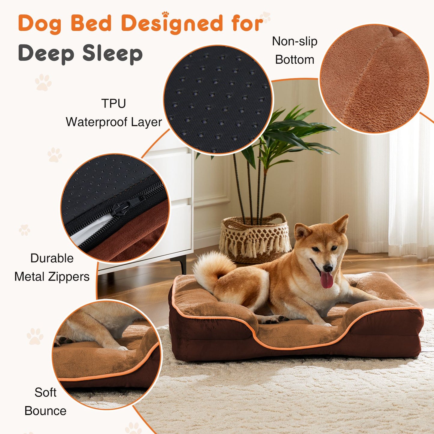 Memory Foam Pet Bed for Small Dogs & Cats with Washable Cover